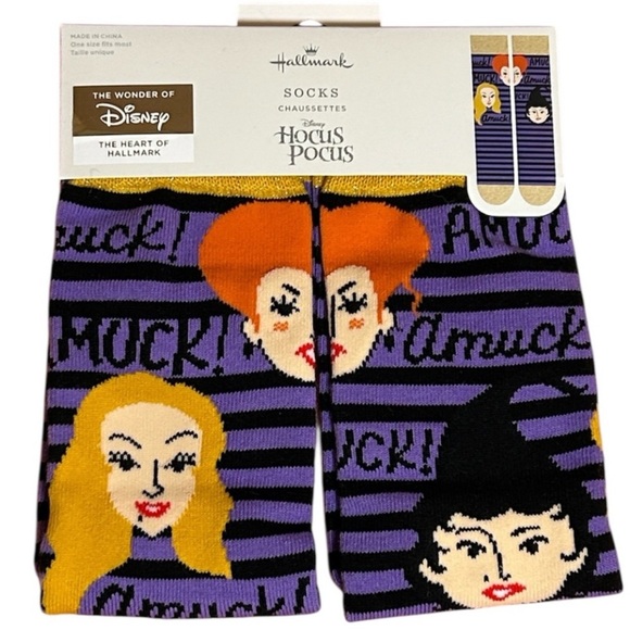 Disney Hocus Pocus Sanderson Sisters Amuck Amuck Ladies OSFM Striped Calf Socks - Picture 1 of 7